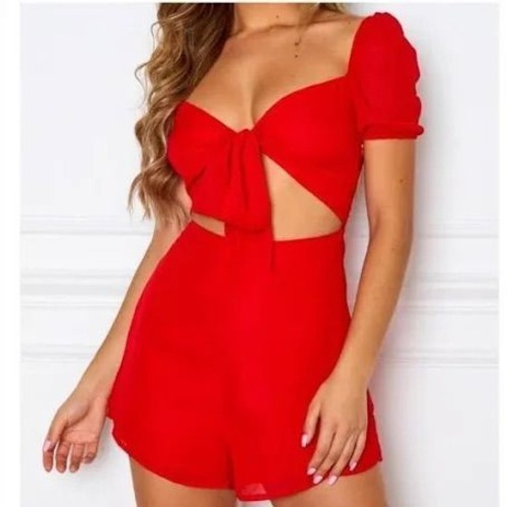 White Fox, Romper, Red, S, MSRP $60